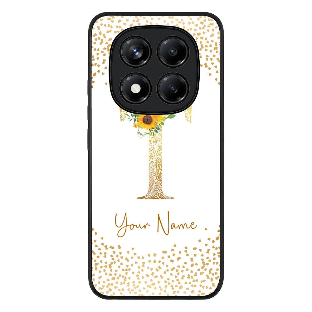 Redmi Note 14 Pro 5G / Rugged Black Floral Mandala Initial Phone Case - Redmi - Stylizedd.com