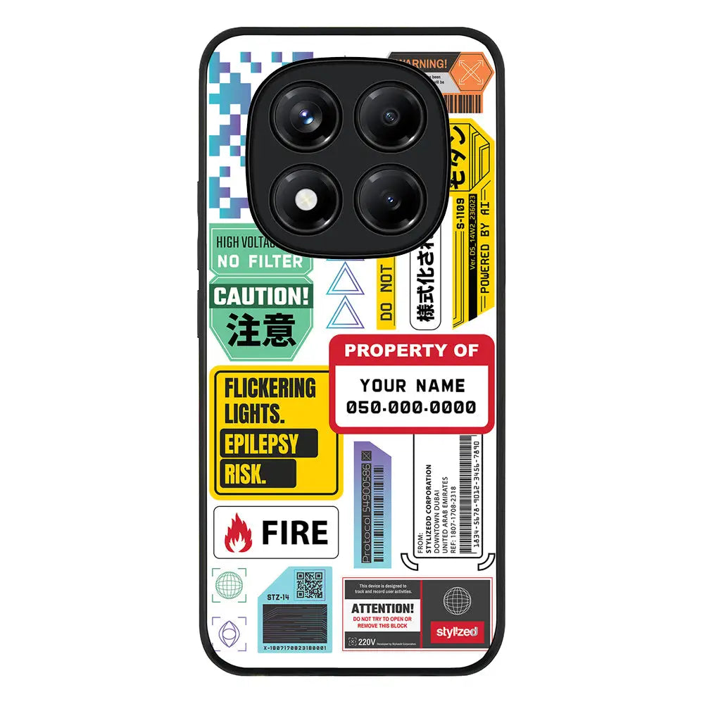 Personalized Name Property of Label Stickers Phone Case - Poco - X7 / Rugged Black - Stylizedd