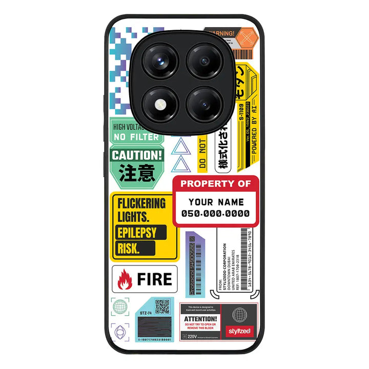 Personalized Name Property of Label Stickers Phone Case - Poco - X7 / Rugged Black - Stylizedd