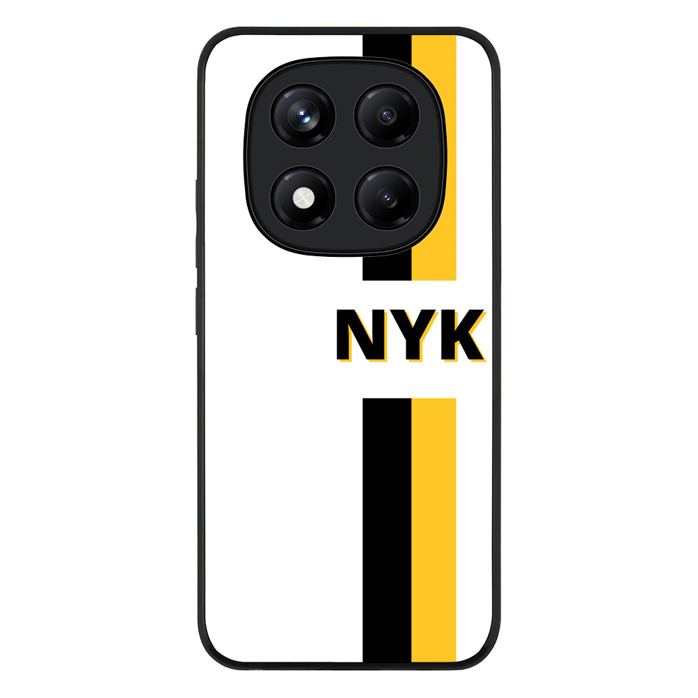 Redmi Note 14 Pro Plus 5G / Rugged Black Custom Striped Monogram Phone Case - Redmi - Stylizedd.com
