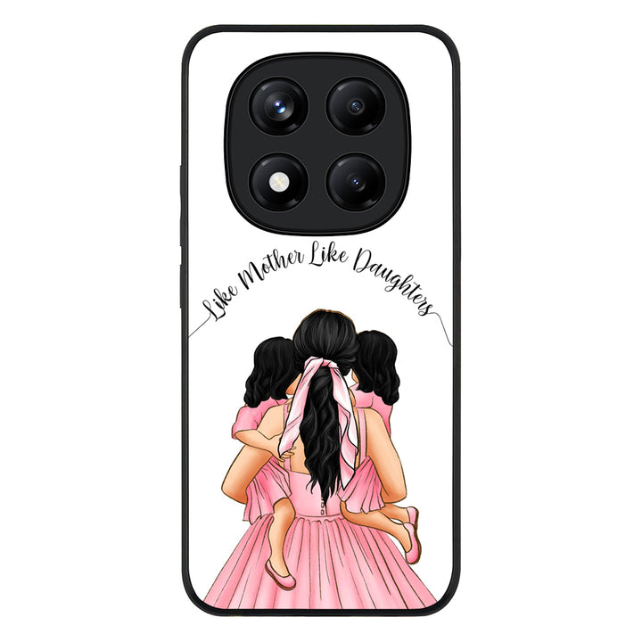 Redmi Note 14 Pro Plus 5G / Rugged Black Mother 2 daughters Custom Clipart, Text Phone Case - Redmi - Stylizedd.com