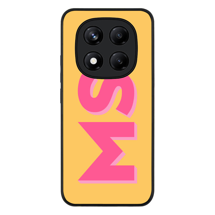 Redmi Note 14 Pro Plus 5G / Rugged Black Personalized Monogram Initial 3D Shadow Text Phone Case - Redmi - Stylizedd.com