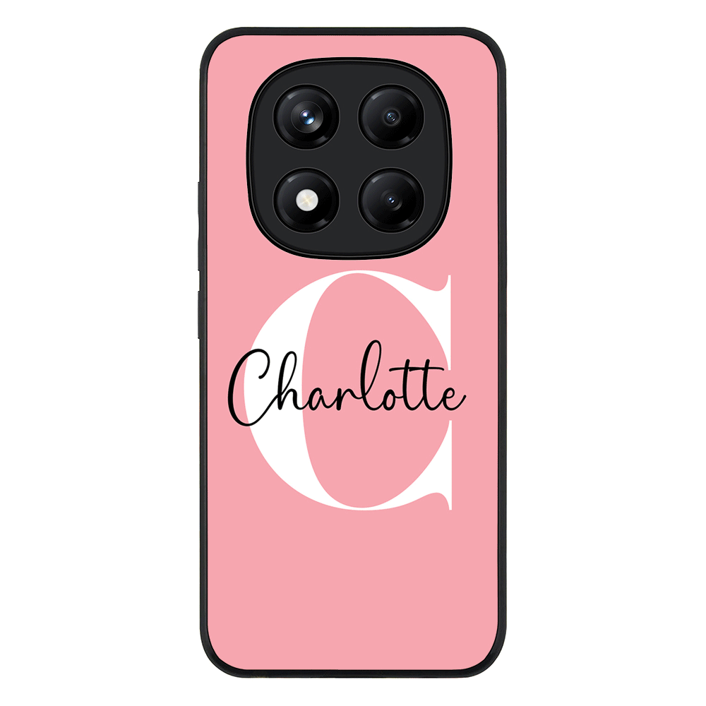 Redmi Note 14 Pro Plus 5G / Rugged Black Custom Monogram Large Initial Name & Letter, Phone Case - Redmi - Stylizedd.com