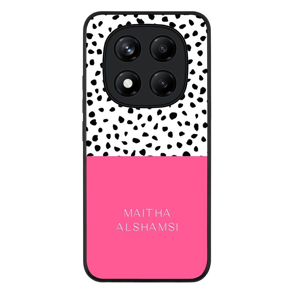 Redmi Note 14 Pro Plus 5G / Rugged Black Personalized Text Colorful Spotted Dotted, Phone Case - Redmi - Stylizedd.com