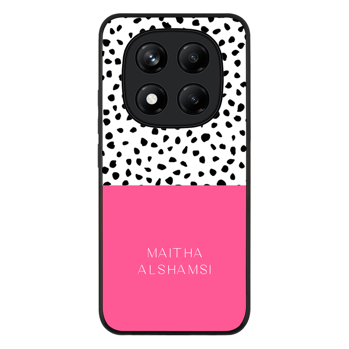 Redmi Note 14 Pro Plus 5G / Rugged Black Personalized Text Colorful Spotted Dotted, Phone Case - Redmi - Stylizedd.com