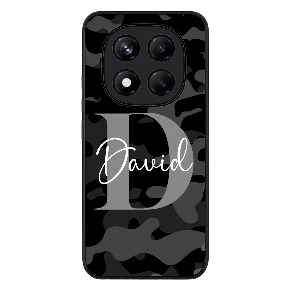 Redmi Note 14 Pro Plus 5G / Rugged Black Personalized Name Camouflage Military Camo Phone Case - Redmi - Stylizedd.com