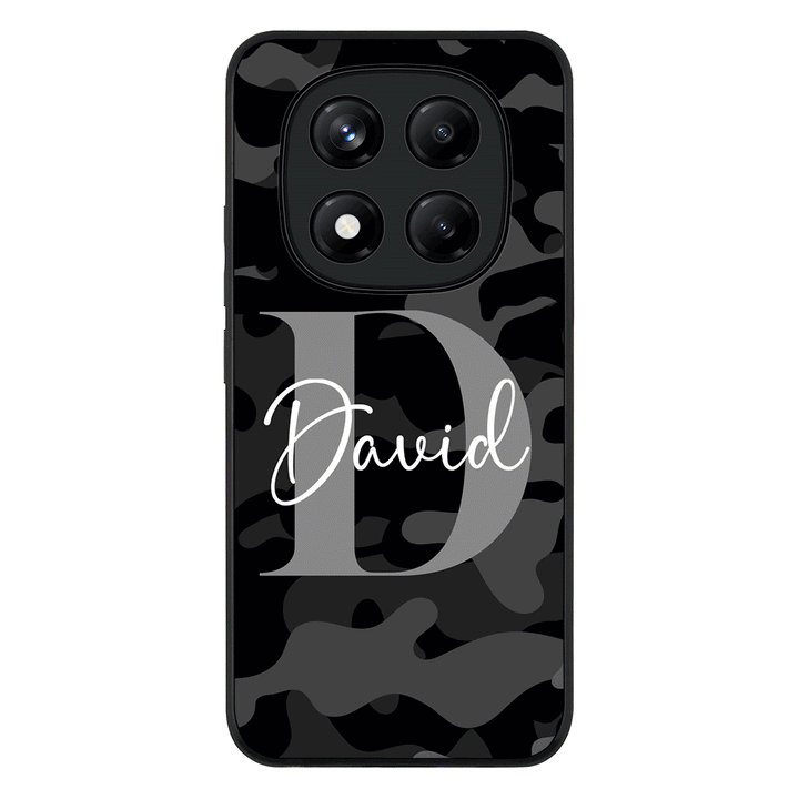 Redmi Note 14 Pro Plus 5G / Rugged Black Personalized Name Camouflage Military Camo Phone Case - Redmi - Stylizedd.com