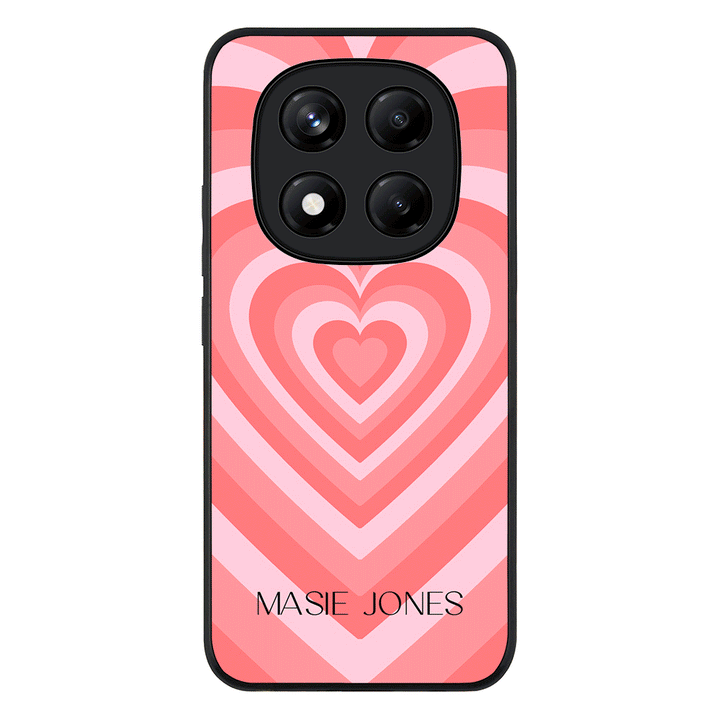 Redmi Note 14 Pro Plus 5G / Rugged Black Personalized Name Retro Hearts, Phone Case - Redmi - Stylizedd.com