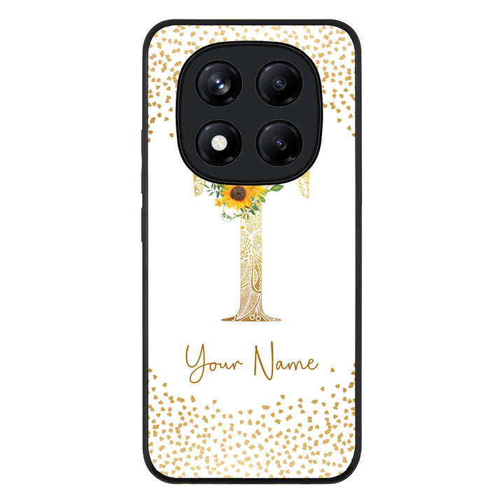 Redmi Note 14 Pro Plus 5G / Rugged Black Floral Mandala Initial Phone Case - Redmi - Stylizedd.com