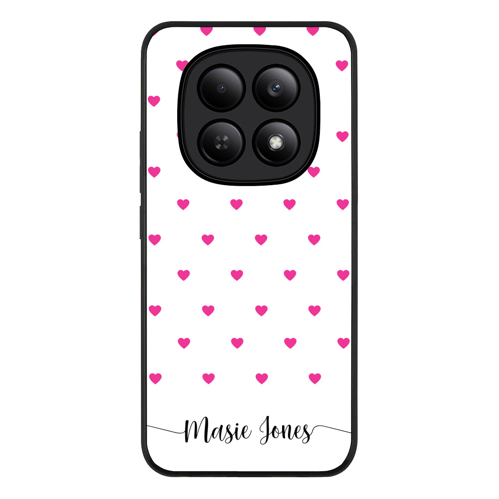 Redmi Note 15 4G / Rugged Black Heart Pattern Custom Text, My Name Phone Case - Redmi - Stylizedd.com