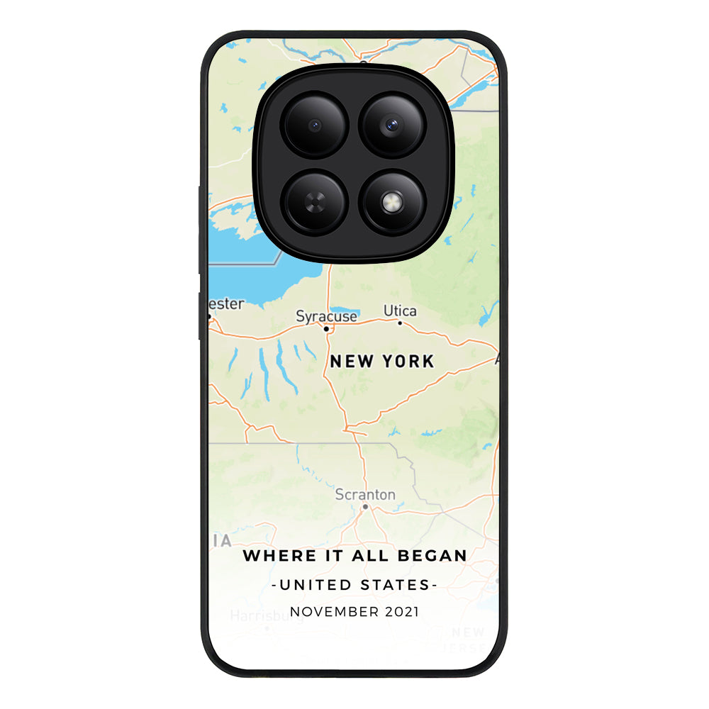 Redmi Note 15 4G / Rugged Black Personalized map, Phone Case - Redmi - Stylizedd.com