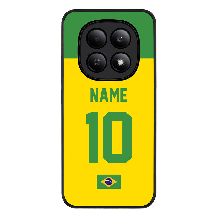 Redmi Note 15 4G / Rugged Black Personalized Football Jersey Phone Case Custom Name & Number - Redmi - Stylizedd.com