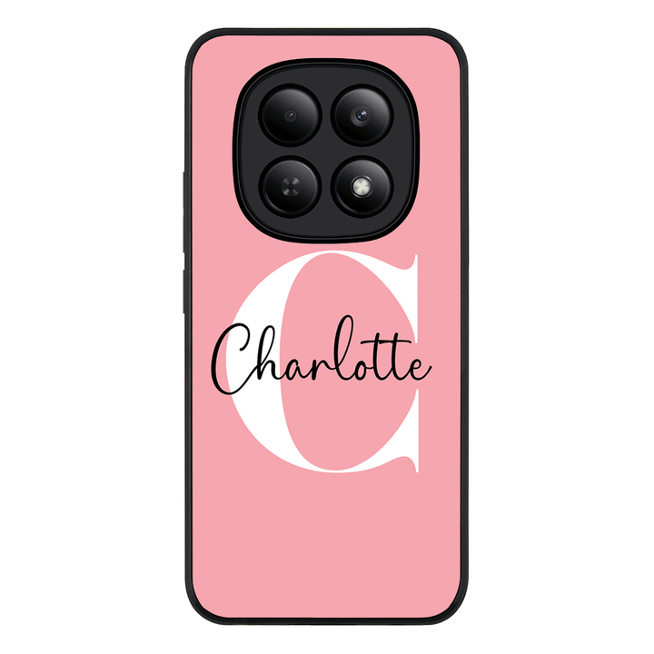 Redmi Note 15 4G / Rugged Black Custom Monogram Large Initial Name & Letter, Phone Case - Redmi - Stylizedd.com