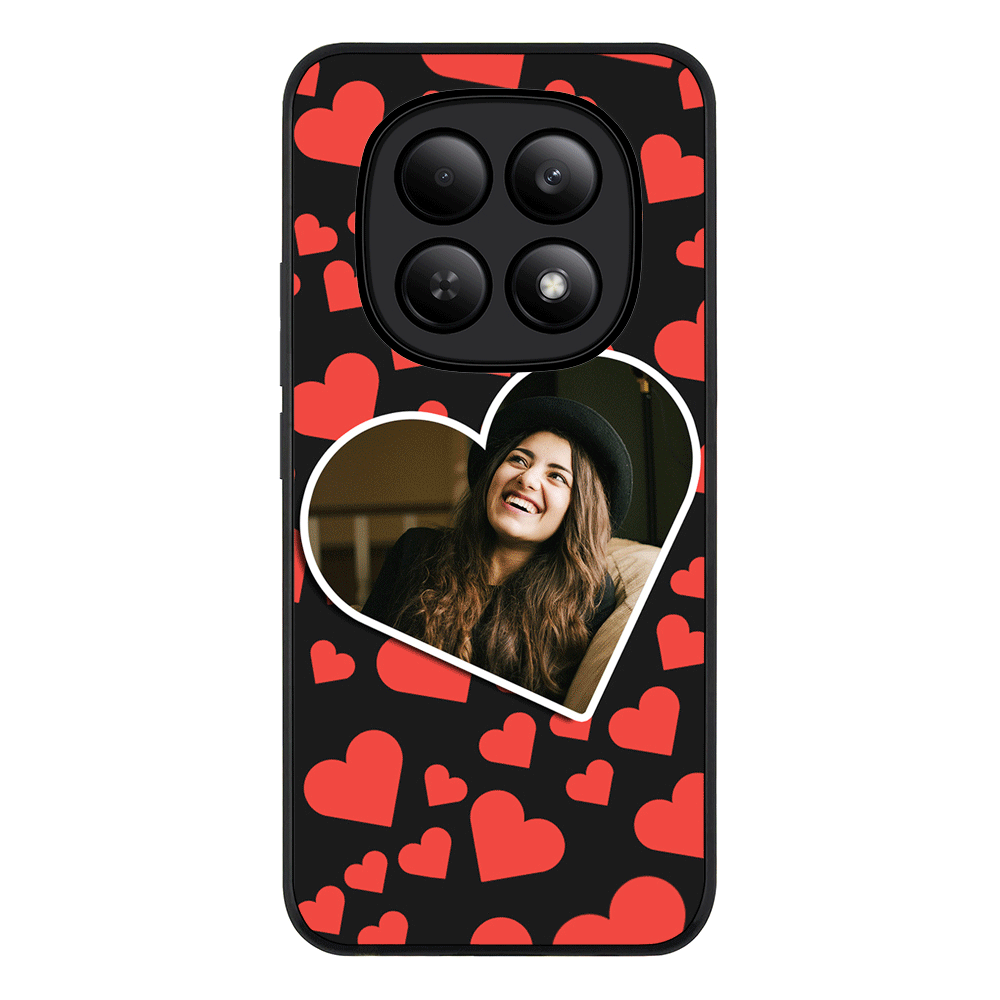 Redmi Note 15 4G / Rugged Black Custom Photo Heart shaped, Phone Case - Redmi - Stylizedd.com