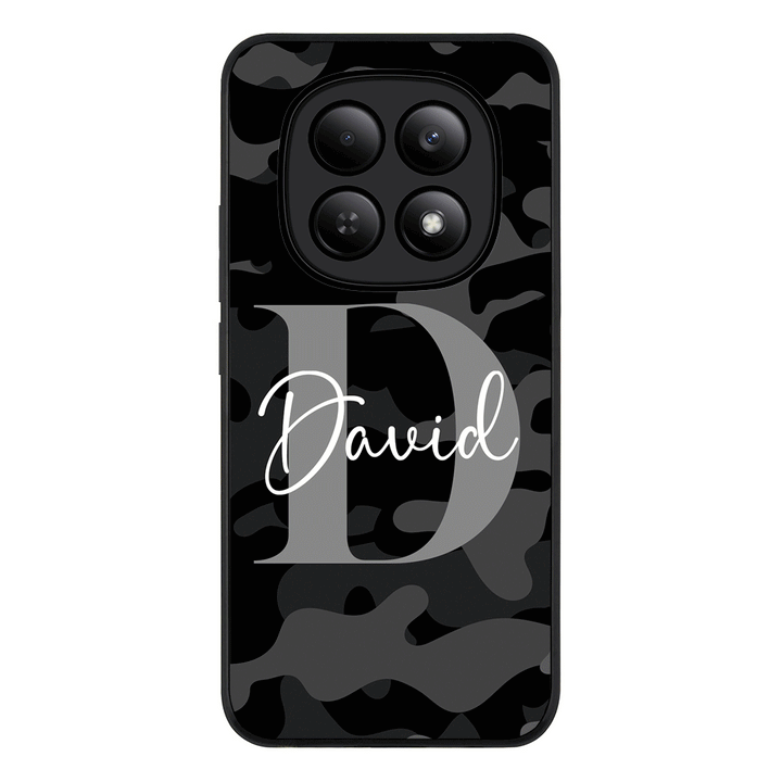 Redmi Note 15 4G / Rugged Black Personalized Name Camouflage Military Camo Phone Case - Redmi - Stylizedd.com