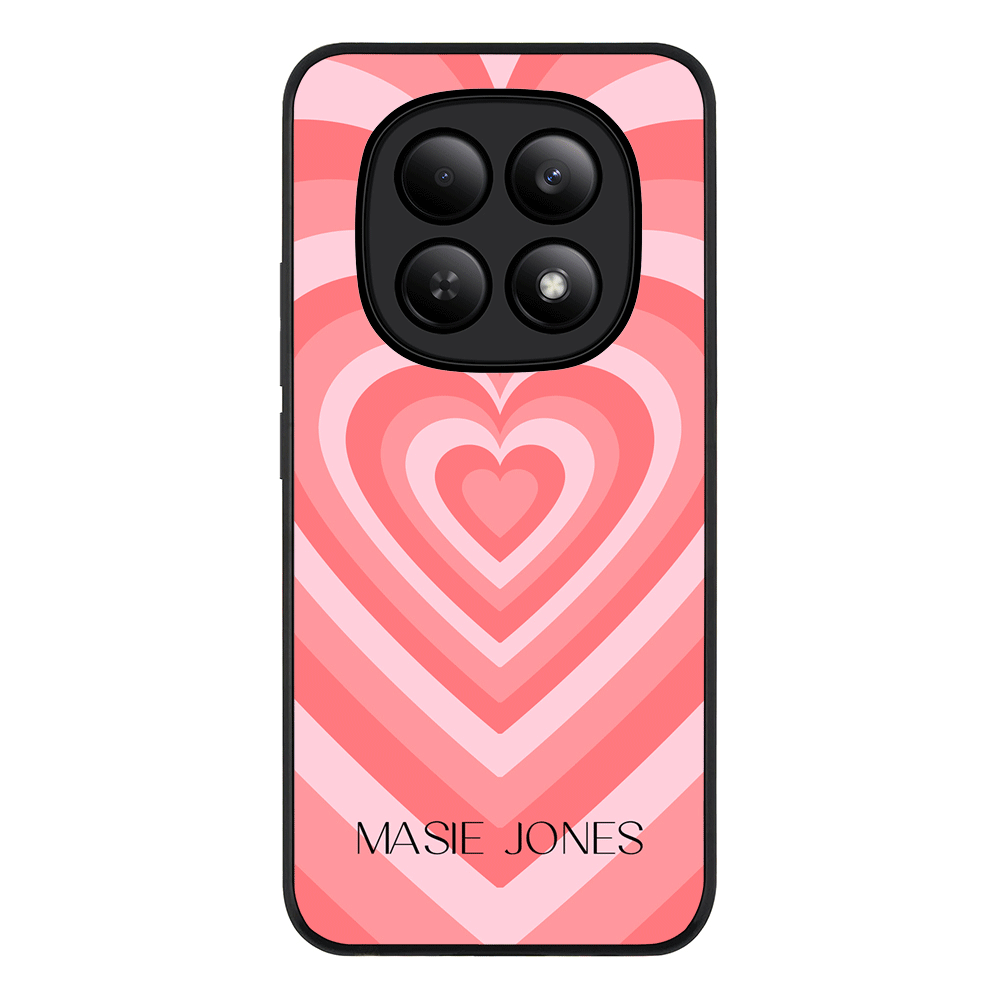 Redmi Note 15 4G / Rugged Black Personalized Name Retro Hearts, Phone Case - Redmi - Stylizedd.com