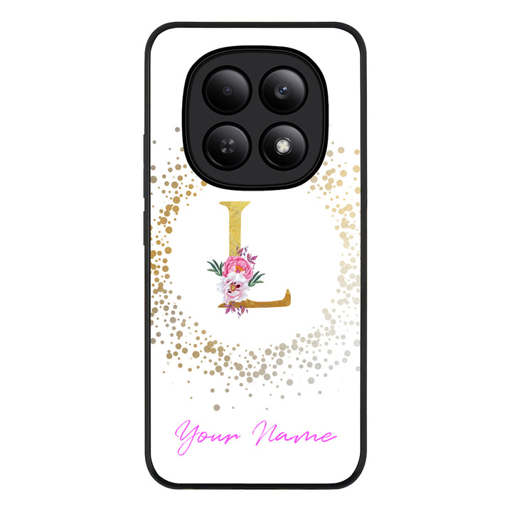 Redmi Note 15 4G / Rugged Black Floral Initial Phone Case - Redmi - Stylizedd.com