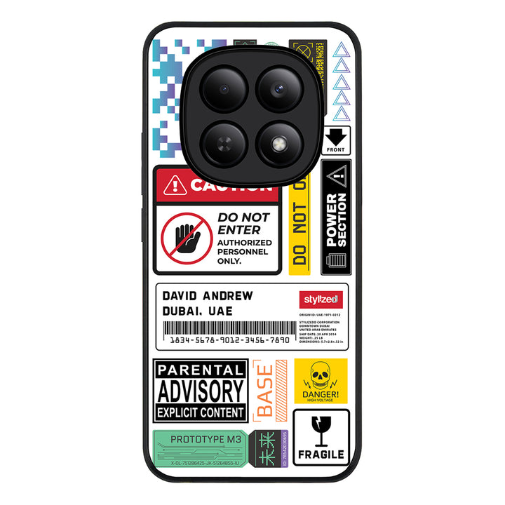 Redmi Note 15 4G / Rugged Black Personalized Name Shipping Label Sticker, Phone Case - Redmi - Stylizedd.com