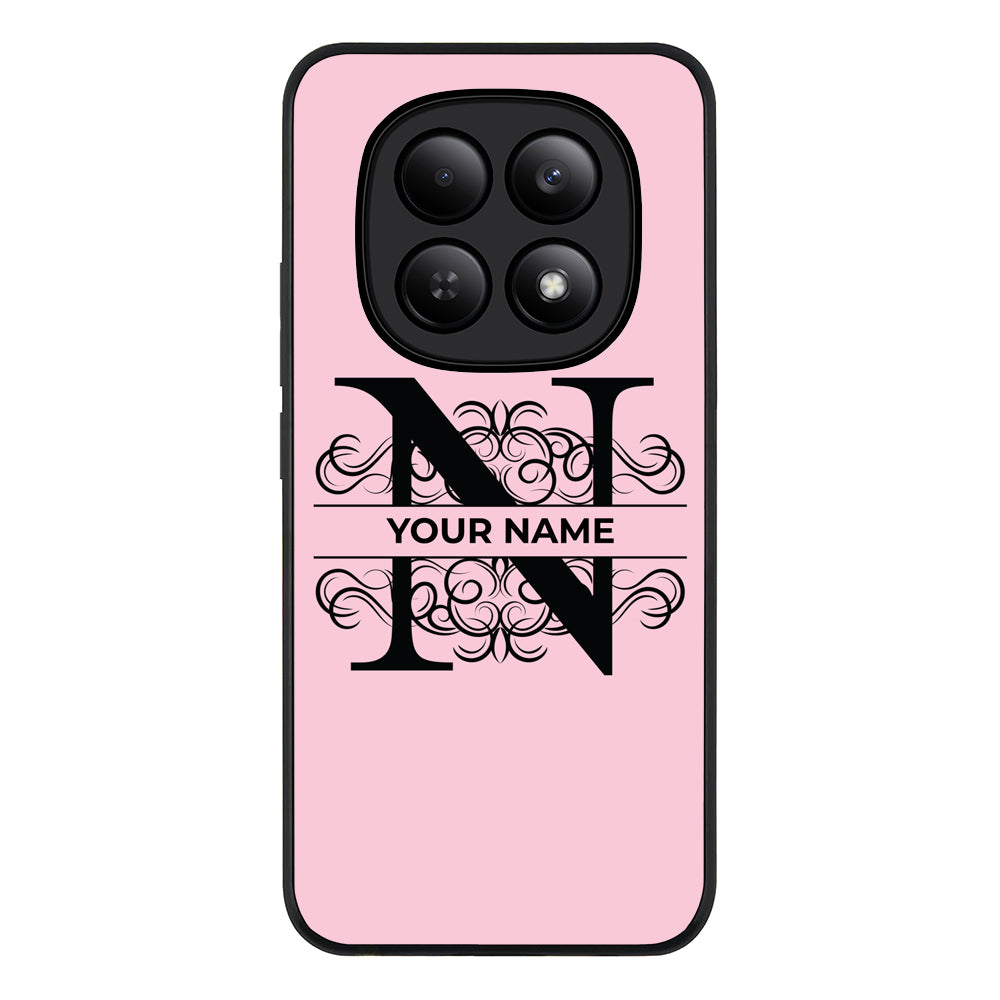 Redmi Note 15 4G / Rugged Black Split Floral Initial Phone Case - Redmi - Stylizedd.com