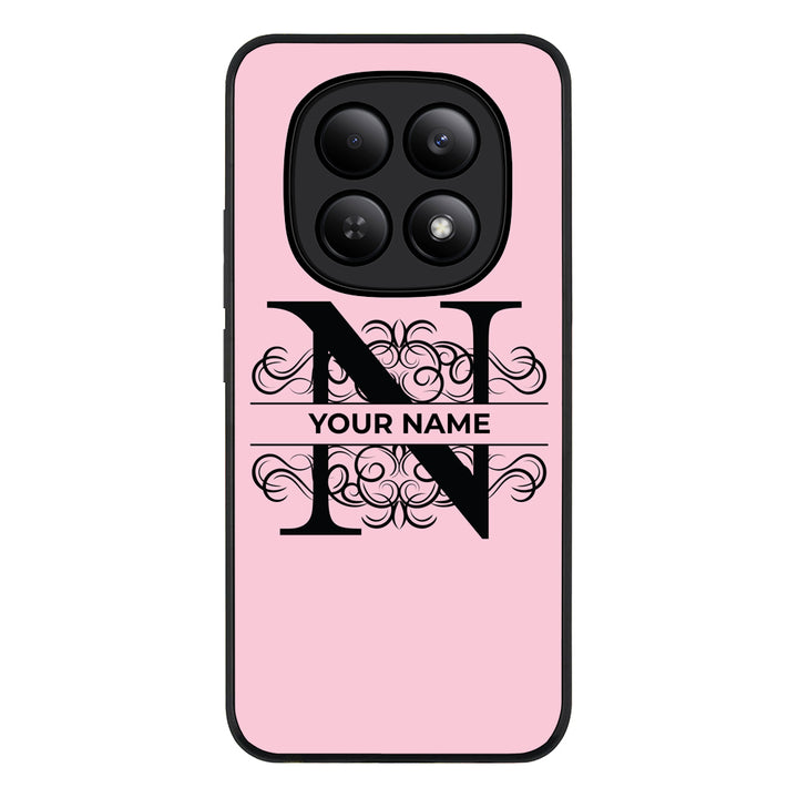 Redmi Note 15 4G / Rugged Black Split Floral Initial Phone Case - Redmi - Stylizedd.com