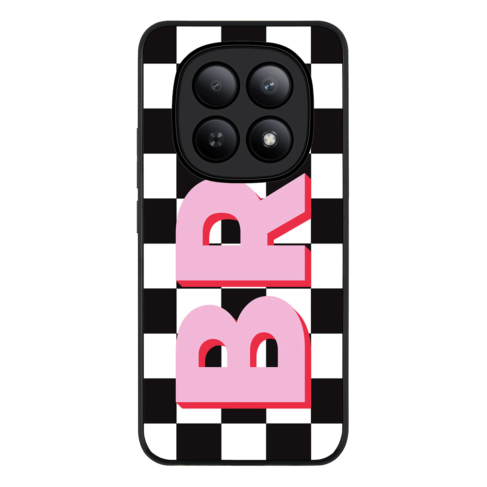 Custom Monogram Initial Checkerboard, Phone Case - Poco