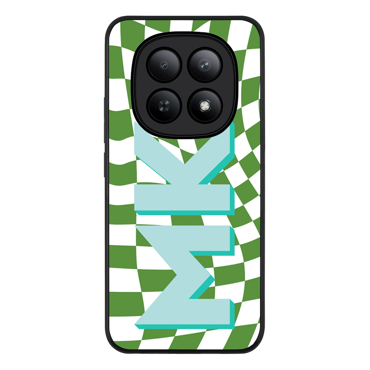 Custom Monogram Initial Wavy Checkerboard, Phone Case - Poco