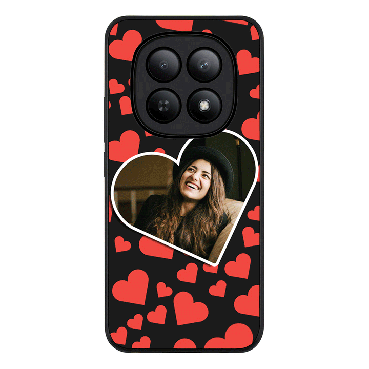 Redmi Note 15 5G / Rugged Black Custom Photo Heart shaped, Phone Case - Redmi - Stylizedd.com