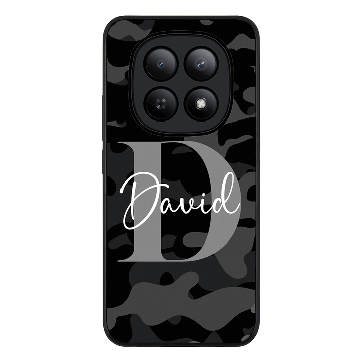 Redmi Note 15 5G / Rugged Black Personalized Name Camouflage Military Camo Phone Case - Redmi - Stylizedd.com