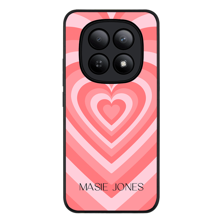 Redmi Note 15 5G / Rugged Black Personalized Name Retro Hearts, Phone Case - Redmi - Stylizedd.com