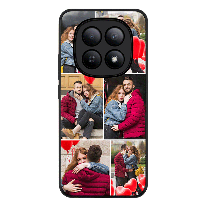 Redmi Note 15 5G / Rugged Black Personalised Valentine Photo Collage Grid, Phone Case - Redmi - Stylizedd.com