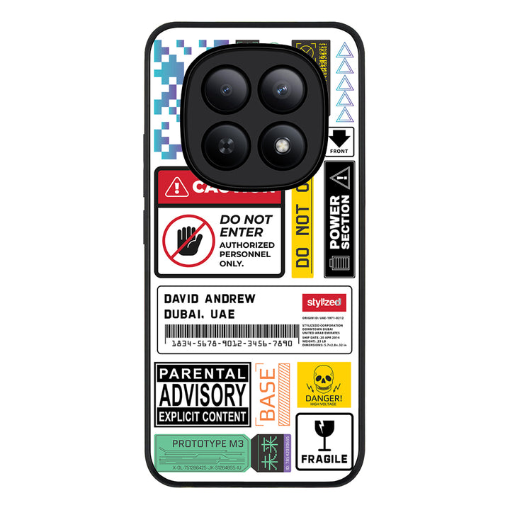 Redmi Note 15 5G / Rugged Black Personalized Name Shipping Label Sticker, Phone Case - Redmi - Stylizedd.com