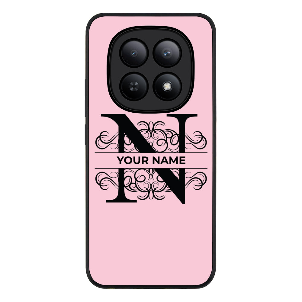 Redmi Note 15 5G / Rugged Black Split Floral Initial Phone Case - Redmi - Stylizedd.com