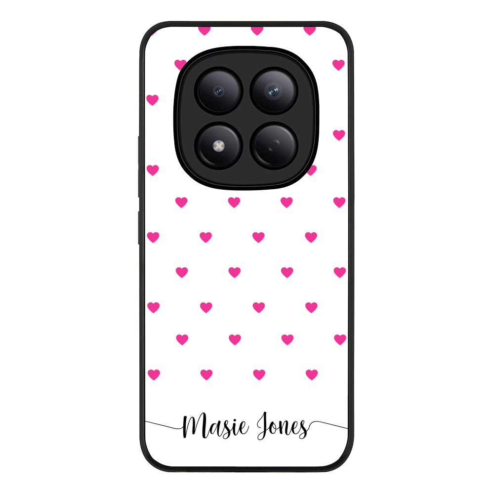 Redmi Note 15 Pro 4G / Rugged Black Heart Pattern Custom Text, My Name Phone Case - Redmi - Stylizedd.com