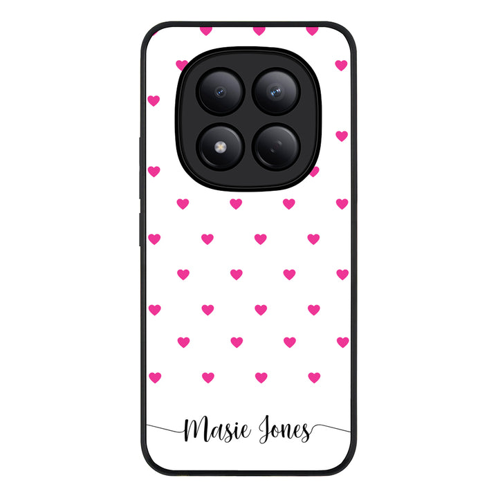 Redmi Note 15 Pro 4G / Rugged Black Heart Pattern Custom Text, My Name Phone Case - Redmi - Stylizedd.com