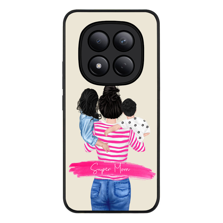 Redmi Note 15 Pro 4G / Rugged Black Custom Clipart Text Mother Son & Daughter Phone Case - Redmi - Stylizedd.com