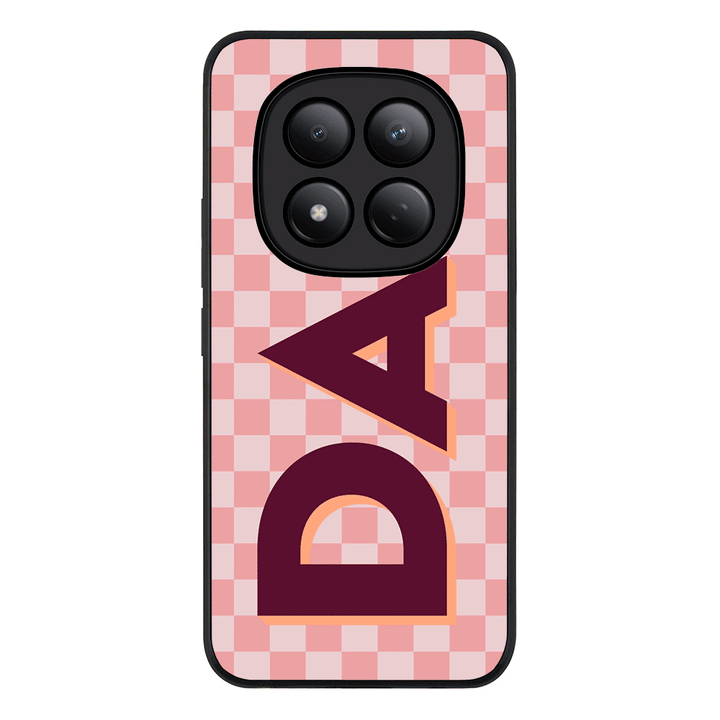 Redmi Note 15 Pro 4G / Rugged Black Custom Monogram Initial Small Checkerboard, Phone Case - Redmi - Stylizedd.com