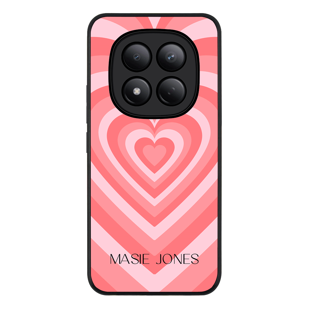 Redmi Note 15 Pro 4G / Rugged Black Personalized Name Retro Hearts, Phone Case - Redmi - Stylizedd.com
