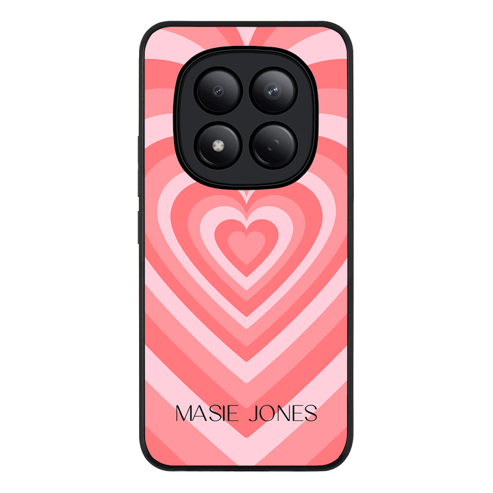 Redmi Note 15 Pro 4G / Rugged Black Personalized Name Retro Hearts, Phone Case - Redmi - Stylizedd.com