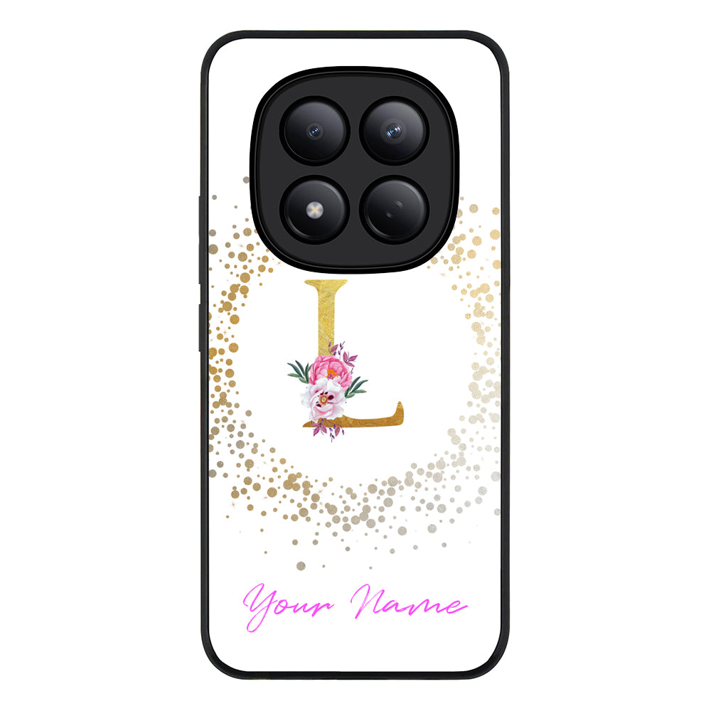 Redmi Note 15 Pro 4G / Rugged Black Floral Initial Phone Case - Redmi - Stylizedd.com
