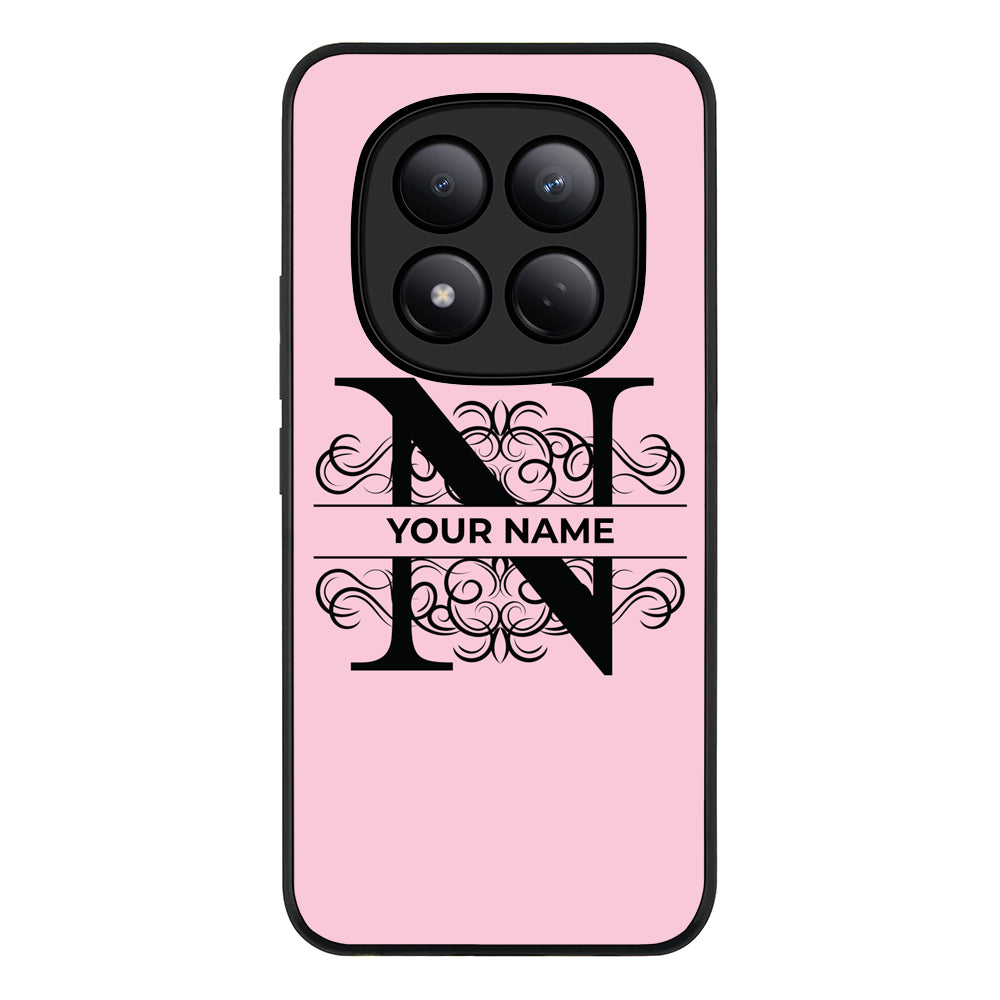 Redmi Note 15 Pro 4G / Rugged Black Split Floral Initial Phone Case - Redmi - Stylizedd.com