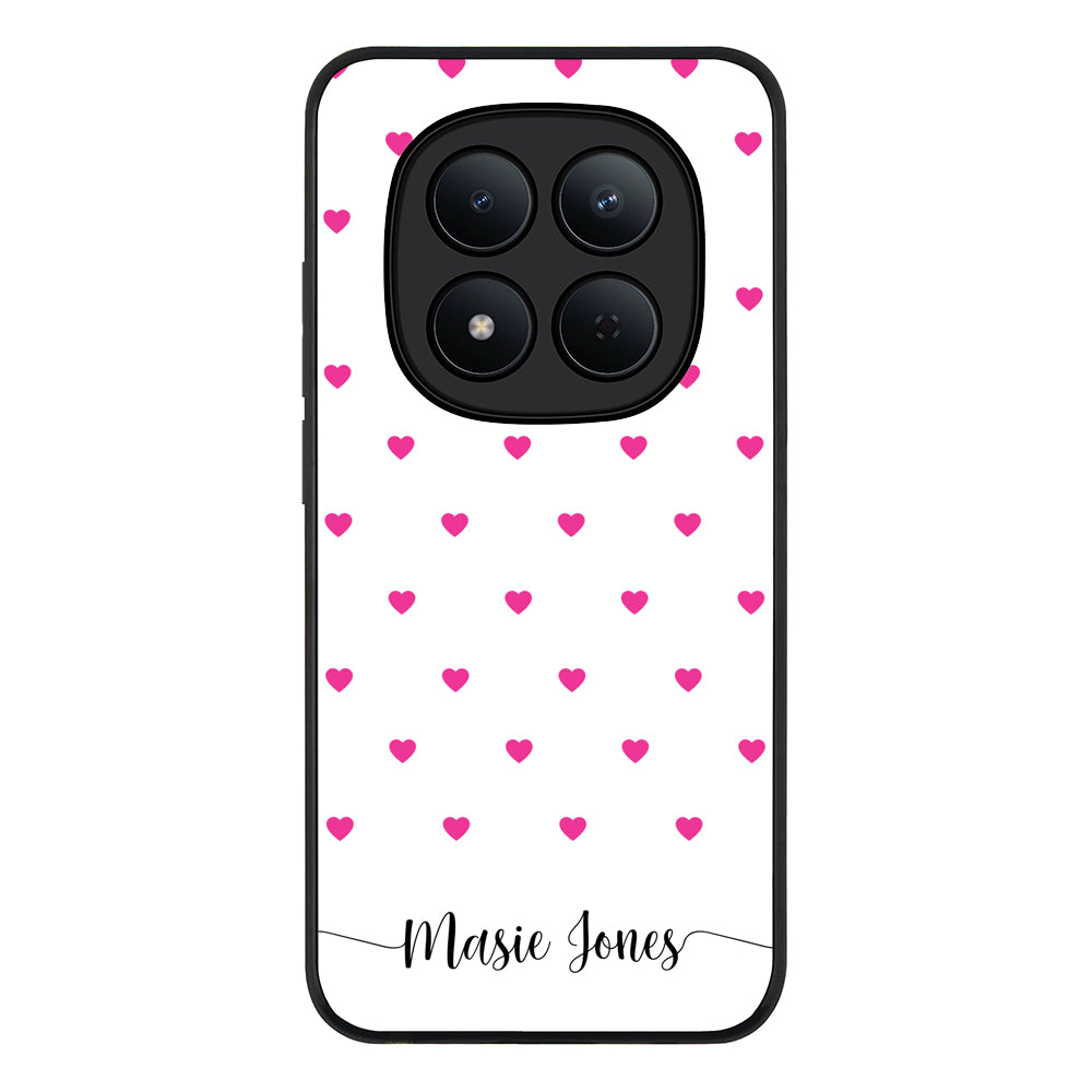 Redmi Note 15 Pro 5G / Rugged Black Heart Pattern Custom Text, My Name Phone Case - Redmi - Stylizedd.com
