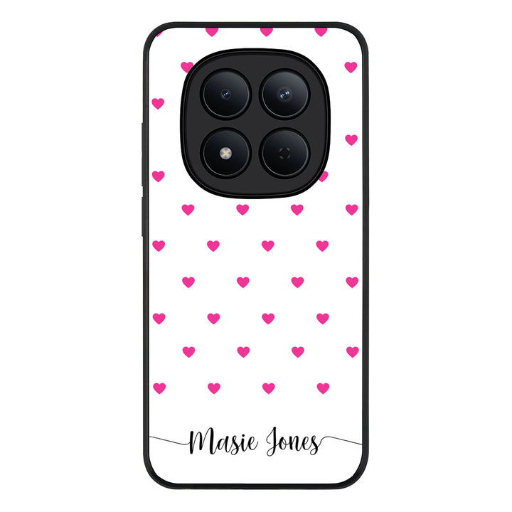 Redmi Note 15 Pro 5G / Rugged Black Heart Pattern Custom Text, My Name Phone Case - Redmi - Stylizedd.com