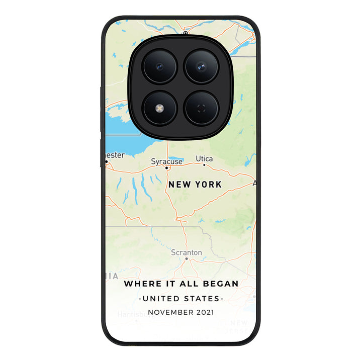 Redmi Note 15 Pro 5G / Rugged Black Personalized map, Phone Case - Redmi - Stylizedd.com