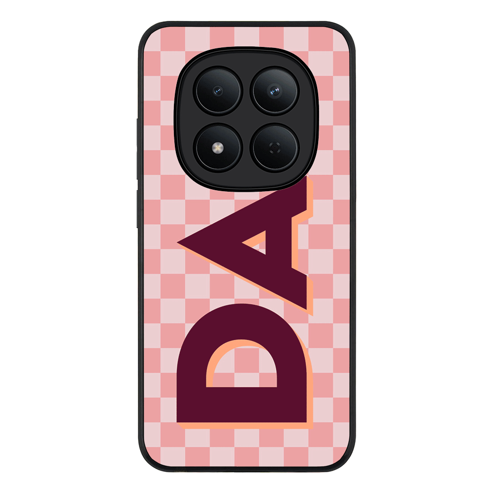 Redmi Note 15 Pro 5G / Rugged Black Custom Monogram Initial Small Checkerboard, Phone Case - Redmi - Stylizedd.com