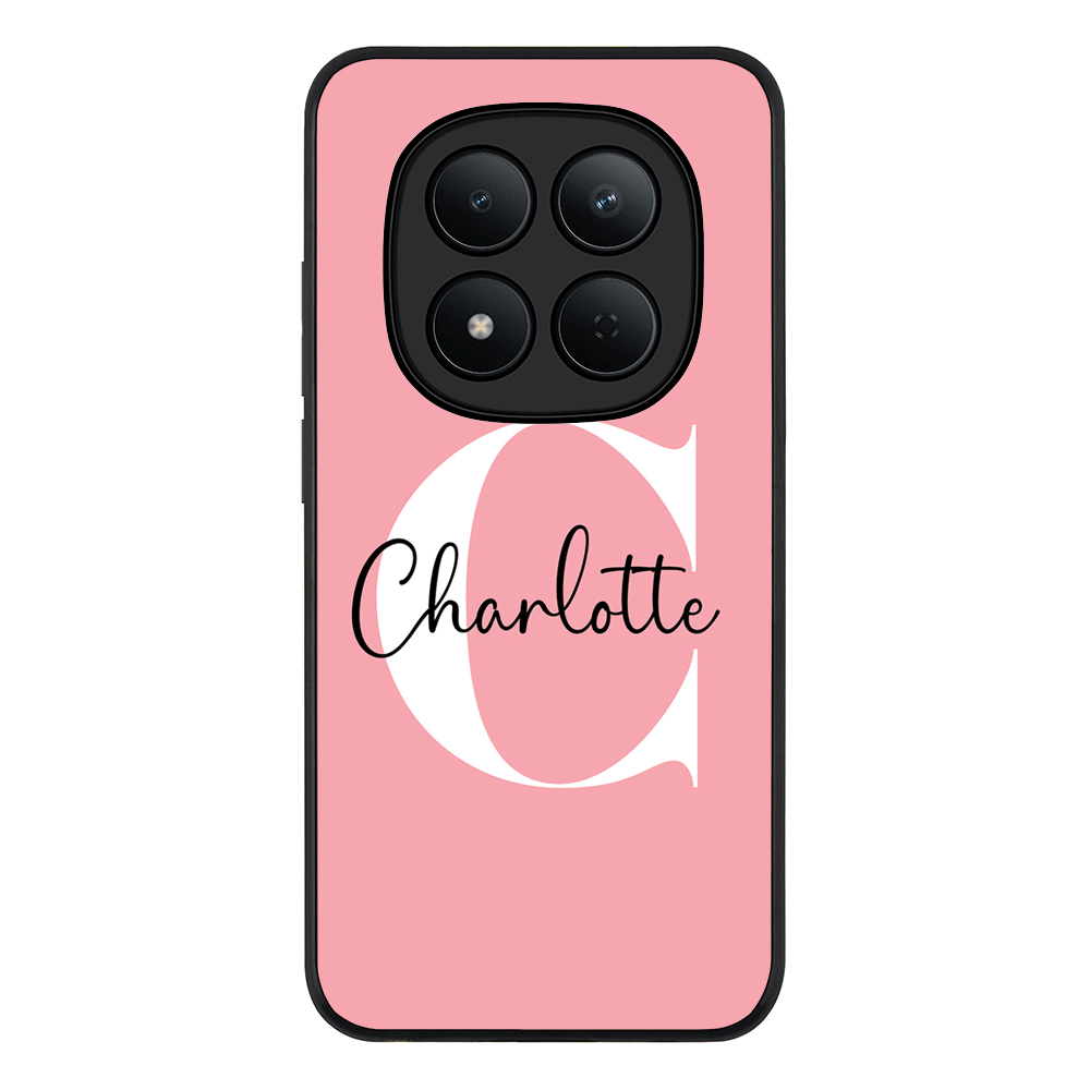 Redmi Note 15 Pro 5G / Rugged Black Custom Monogram Large Initial Name & Letter, Phone Case - Redmi - Stylizedd.com