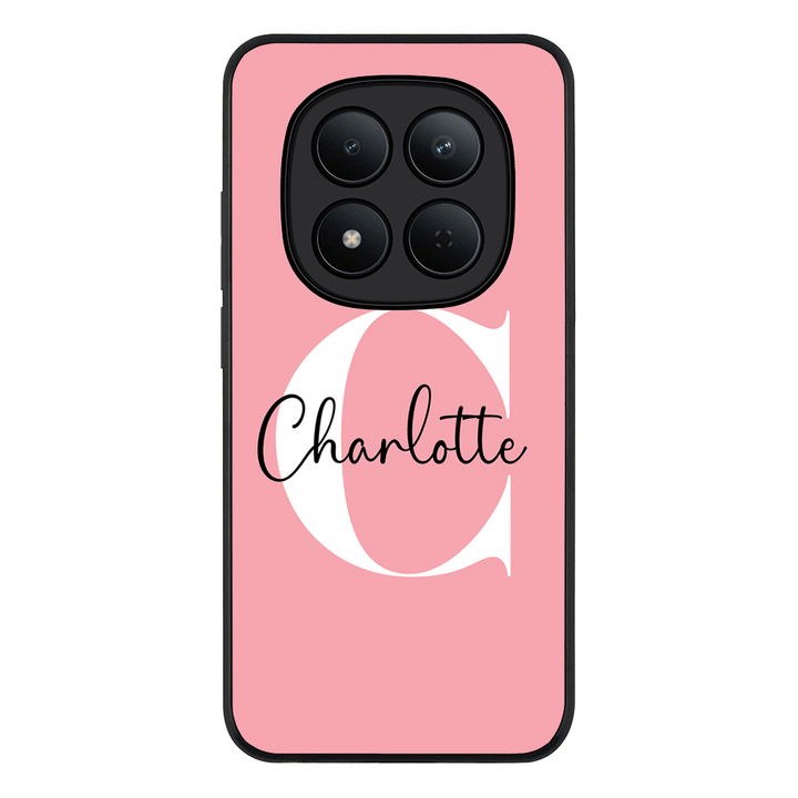 Redmi Note 15 Pro 5G / Rugged Black Custom Monogram Large Initial Name & Letter, Phone Case - Redmi - Stylizedd.com