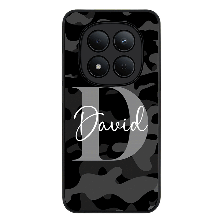 Redmi Note 15 Pro 5G / Rugged Black Personalized Name Camouflage Military Camo Phone Case - Redmi - Stylizedd.com