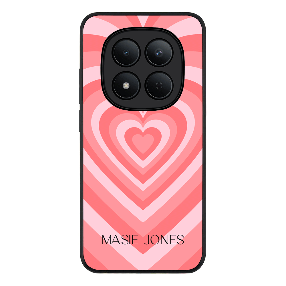 Redmi Note 15 Pro 5G / Rugged Black Personalized Name Retro Hearts, Phone Case - Redmi - Stylizedd.com
