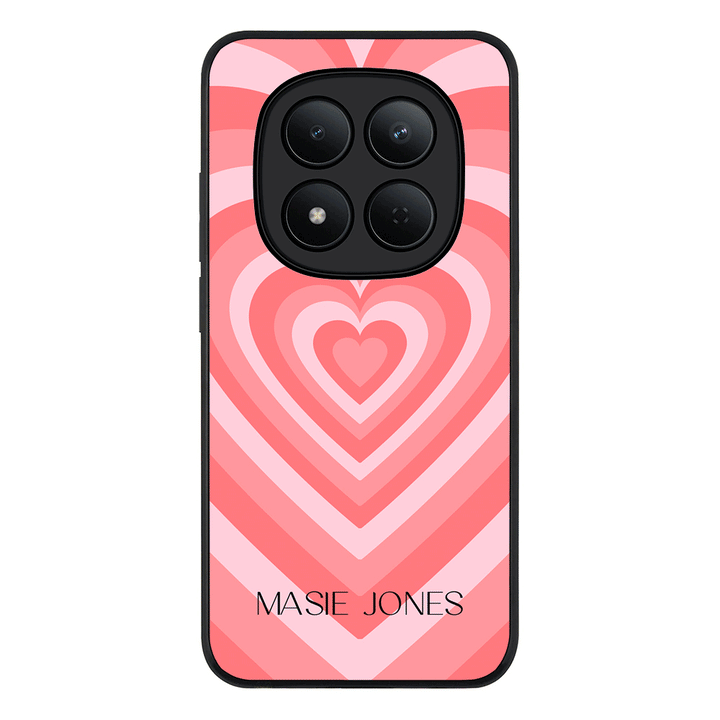 Redmi Note 15 Pro 5G / Rugged Black Personalized Name Retro Hearts, Phone Case - Redmi - Stylizedd.com