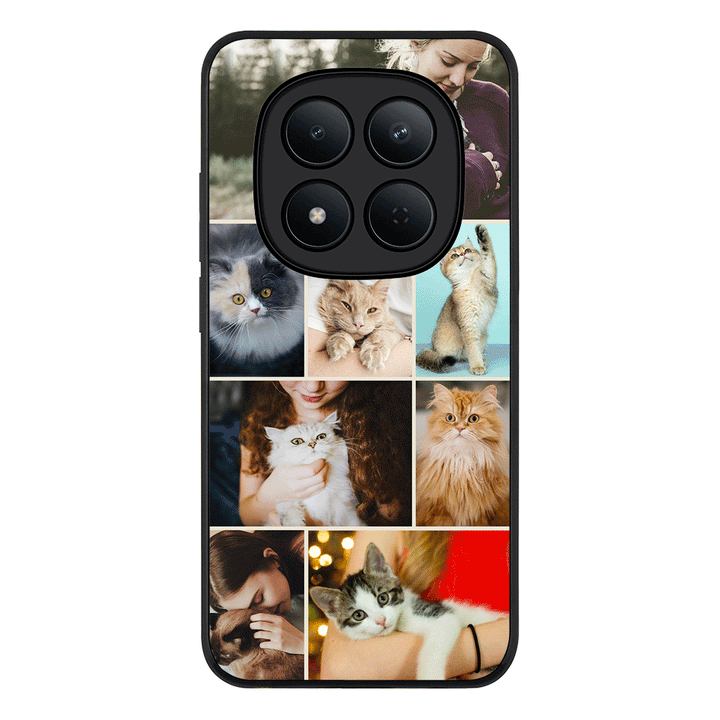 Redmi Note 15 Pro 5G / Rugged Black Personalised Photo Collage Grid Pet Cat, Phone Case - Redmi - Stylizedd.com